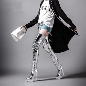 Zapatos Tacones 15CM Women <b>Pole</b> <b>Dance</b> Thigh High Heels Model Stiletto Lace-up Platform Shoes Over-the-knee Boots for Ladies - Product Image 6