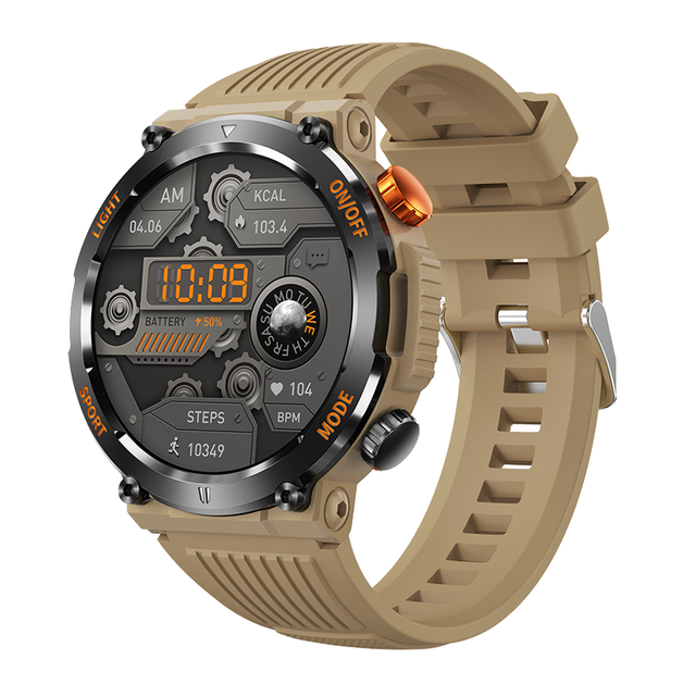 HT17 Man Outdoor Sport Smartwatch with Emergency Lighting & Compass Health Monitoring Answer Call Smart Watch for Men