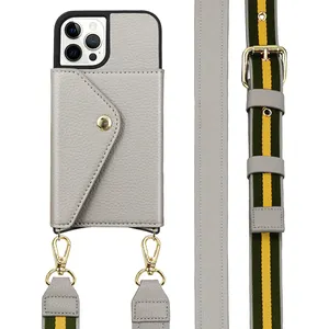 กระเป๋าหนังใส่โทรศัพท์มือถือแบบคาดลำตัว,พร้อมสายคล้องสำหรับ iPhone 14 Pro Max