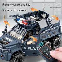 Camion télécommandé en plastique ABS à l'échelle 1:24 pour enfants, modèle militaire de véhicule blindé lance-missiles à roues de tigre, avec boîte HDX et fenêtre, pour garçons