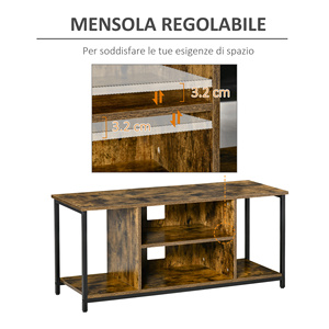 HOMCOM Meuble TV de salon de style industriel, bois et acier, 110x40x50cm - Product Image 6