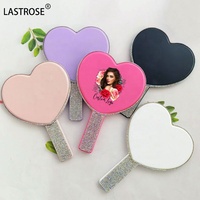 Miroir de Maquillage Portable en Forme de Cœur avec Strass Scintillants, Vente en Gros, Marque Privée, Miroir Cosmétique