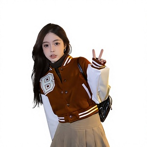 Women <b>Varsity</b> <b>Jacket</b> Private Label Fashionable Competitive Price Custom Label New Arrived Crop Top <b>Varsity</b> <b>Jackets</b> 2025 - Product Image 2