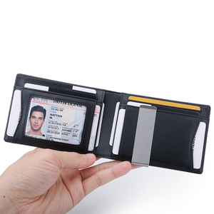 Personalizado Delgado RFID Air tag Cartera de cuero de los hombres Money Clip Cartera de fibra de carbono corto de moda de cuero genuino - Product Image 5