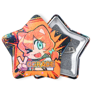 Badge en métal personnalisé Vograce avec logo promotionnel, motif de dessin animé mignon, <span class=keywords><strong>forme</strong></span> d'étoile - Product Image 1