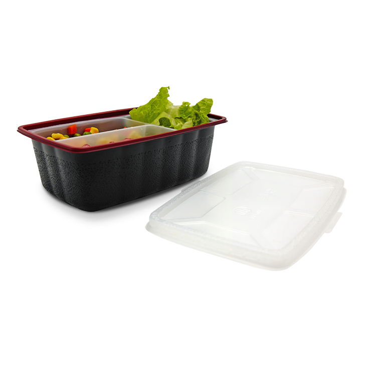 4 compartiments à emporter emballage alimentaire jetable PP micro-ondable contenants en plastique avec couvercles