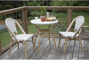 Aluminum Frame Outdoor Bistro <b>Set</b> with Solid Wood Top Garden Dining Table and 4 Chairs-Weather Resistant - Product Image 4