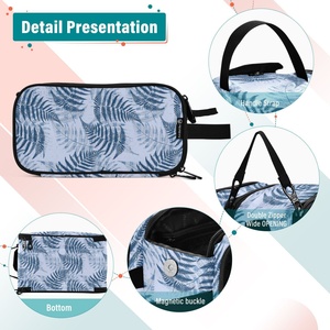 กระเป๋าเครื่องสำอางแบบพกพาสำหรับผู้หญิง ลายใบเฟิร์นฮาวาย พิมพ์ลายตามสั่ง ความจุเยอะ แบ่งสองช่อง พร้อมโลโก้ - Product Image 3