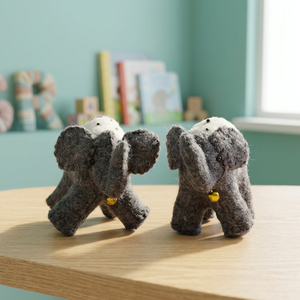 Jouet en feutre de laine super doux et écologique en forme d'éléphant, peluche naturelle de haute qualité, broderie personnalisable, design personnalisable, sac OPP pour anniversaire - Product Image 3