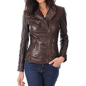 Veste de motard en cuir véritable pour femme Valentino, en peau de mouton, manches longues, style vintage, taille XL - Product Image 4
