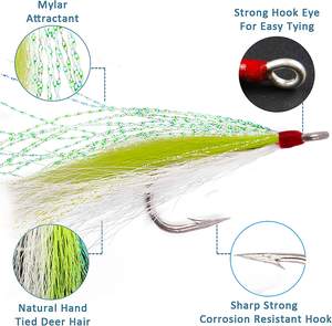 Señuelos de Pesca con cola de bucal, anzuelos de pesca de agua salada, aparejo de Fluke, Mylar Bucktail <span class=keywords><strong>Flash</strong></span>, Teasers <span class=keywords><strong>B10</strong></span>, colores personalizados - Product Image 2