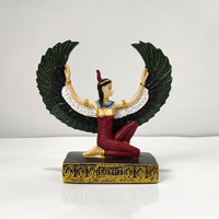 Statue de déesse en résine peinte, style européen, ailes écartées, pose agenouillée, mythe exotique, base noire dorée, décoration de bureau intérieure, cadeau