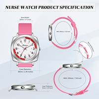 Montre d'infirmière personnalisée à quartz, simple, boîtier en alliage, résistante à l'eau 3 ATM, bracelet en silicone, montre médicale pour homme et femme
