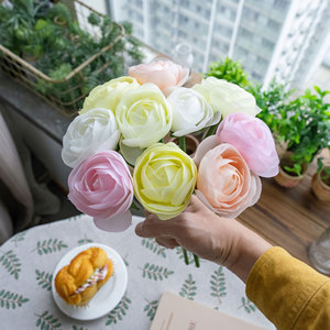 ช่อดอกกุหลาบประดิษฐ์รูปดอกบัวสีขาว ชมพู เหลือง ส้มอ่อน เขียวอ่อน สำหรับตกแต่งงานแต่งงาน สไตล์อินส์ นำเข้าจากต่างประเทศ - Product Image 2