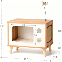 Table de chevet et armoire en bois Dongma pour chat avec coussin amovible et lavable, jouets pour chat universels toute l'année