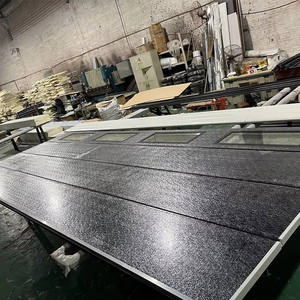 클래식 알루미늄 목재 아연 도금 강철 절연 블랙 유리 윈도우 가정용 전기 구동 단면 차고 문 - Product Image 6