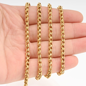 Pearl <b>Rope</b> Box Chain | 18K PVD Gold Stainless Steel Wheat Curb Link Chain for DIY Necklace <b>Bracelet</b> Making - Product Image 3
