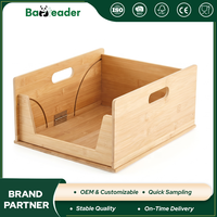 Organisateur de bureau moderne en bambou naturel, empilable, pliable, multifonction, grande capacité, pour dossiers, documents, école, salon