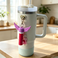 Porte-rouge à lèvres en silicone en forme d'aile d'ange mignon, porte-clés portable universel, anneau de protection pour gloss, décoration maison et jardin