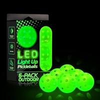 Balles de pickleball LED (lot de 6) (vert fluorescent) True Flight pour jeu nocturne en extérieur, 40 trous, 26 grammes, pour adultes