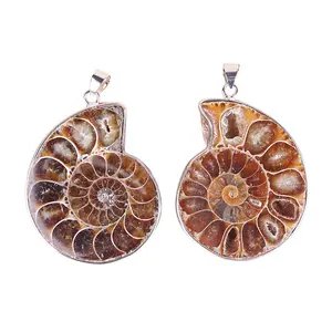 DIY Hot Selling Fashion Christmas Gifts Solar System Series Gemstone Snail Fossil Pendant Wholesale