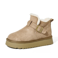 Bottes de neige classiques en cuir végétalien couleur marron pour femmes, vente en gros, plateforme personnalisable, chaussures d'hiver pour femmes