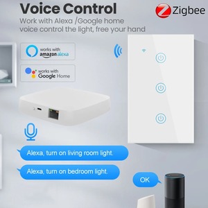 Zigbee 智能灯开关 触摸式 4 位 WiFi 墙壁开关 250V 单极 与 Alexa Google Home Alice 智能生活系统兼容 - Product Image 3