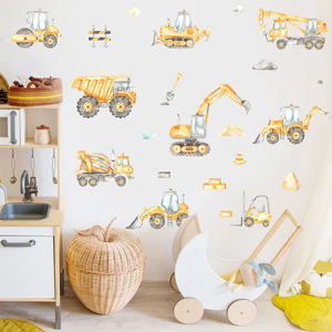Ingénierie voiture pelle palan stickers muraux Garçons enfants <span class=keywords><strong>chambre</strong></span> salon décoration papier peint autocollants auto-adhésifs - Product Image 3
