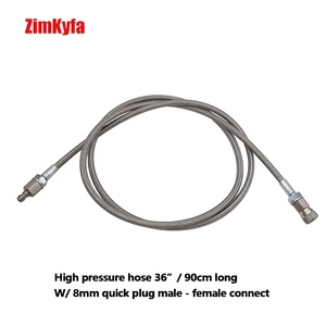 สายเติมลมแรงดันสูง Zimakyfa ขนาด 36 นิ้ว 90 ซม. สีดำ ทำจากสแตนเลส สำหรับสถานีเติมลม HPA ระบบชาร์จพร้อมเกลียวต่อ M10 รองรับแรงดัน 3000psi - Product Image 1