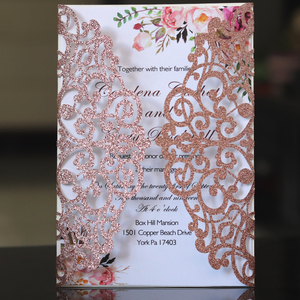 Designs personnalisés luxe élégant douche nuptiale découpé au laser papier poche invitations de mariage carte <span class=keywords><strong>enveloppe</strong></span> - Product Image 5