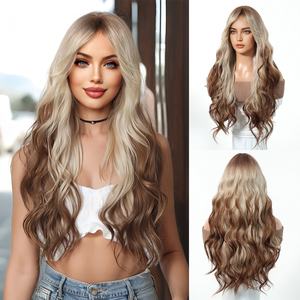 Festival de cosplay européen et américain frange dragon fruit couleur <span class=keywords><strong>blanc</strong></span> grosses vagues <span class=keywords><strong>cheveux</strong></span> longs bouclés pas de perruque de dentelle - Product Image 1