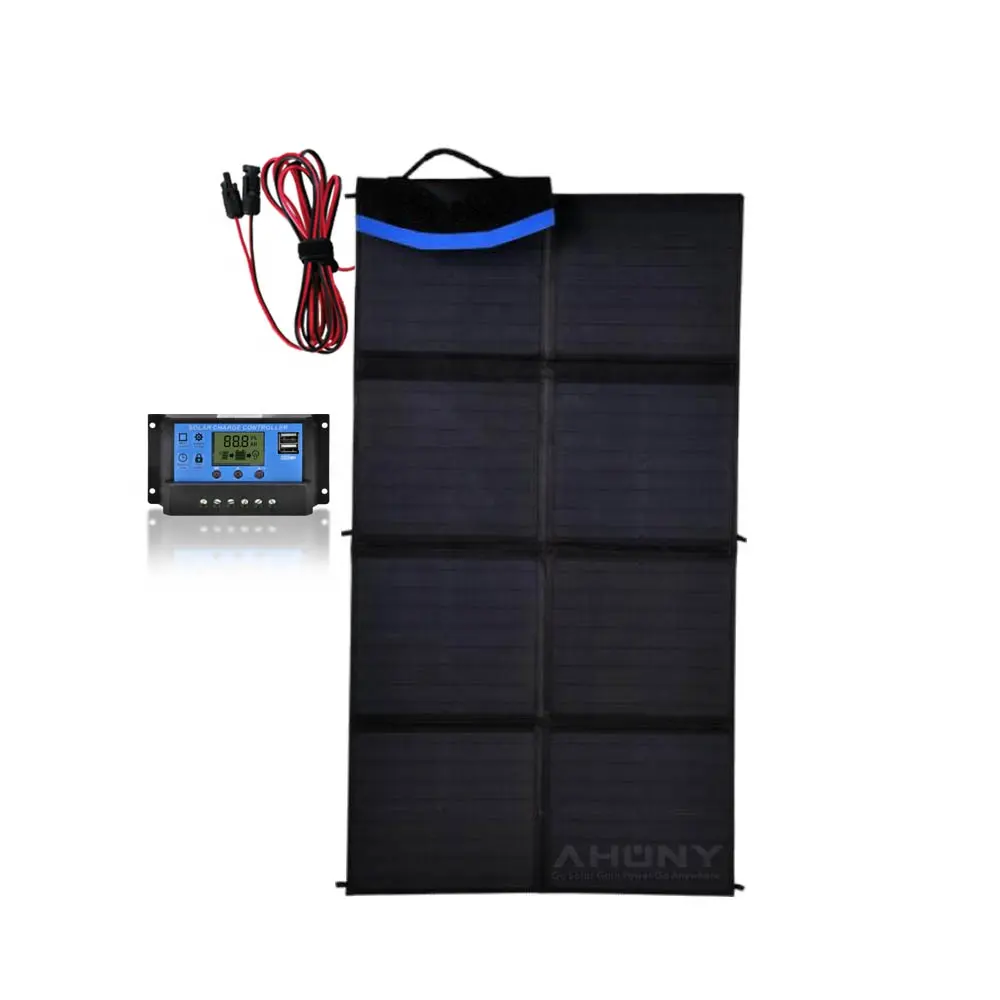 160 Watt 12 Volt Taşınabilir GÜNEŞ PANELI Kiti Şarj Cihazı Katlanabilir Mono güneş enerjisi şarj cihazı 3 çıkış portları Güneş Jeneratör için rv kamp