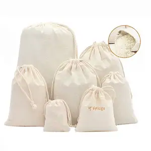 Doğrudan üretici toptan düz çevre dostu çanta özel logo baskılı tuval pamuk muslin çanta İpli