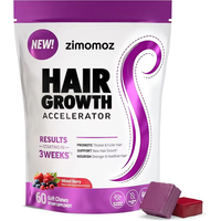 Gummies Accélérateurs de Croissance Capillaire Beauté Saveur Baies Mixtes Favorisent des Cheveux Plus Épais Antioxydant & Soutien Immunitaire