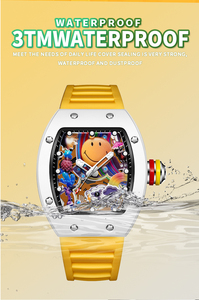 Reloj de Cuarzo de Diseño de 43 mm con Esfera Tonneau Smiley, Luminoso, Resistente al Agua, Reloj de Pulsera Creativo para Hombres con Estilo - Product Image 4