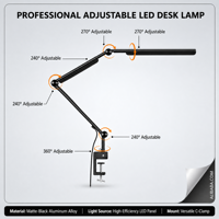 Lampe de bureau LED avec contrôle tactile et variateur d'intensité, 95 CRI, design anti-éblouissement, alimentation CA, simple pour étudiants, bureaux et salles d'étude