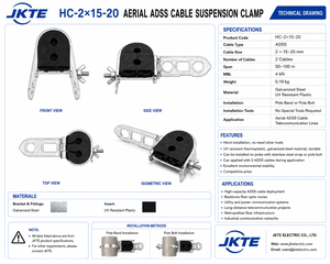 Abrazadera de Suspensión HC-2×15-20 con Gancho en J para Cable de Fibra Óptica Aéreo de 15-20 mm - Product Image 2