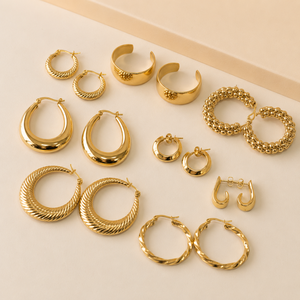 Factory Wholesale Price Fashion Stainless Steel <b>Earrings</b> Waterproof Jewelry Women Hypoallergenic 18K Gold Plated <b>Hoop</b> <b>Earrings</b> - Product Image 1