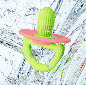 Anneau de dentition en silicone souple anti-sucette en forme de cactus, de qualité alimentaire, pour bébé, bâtonnet de massage des gencives, bouclier de sécurité, jouet à mâcher pour nourrisson, stérilisable à l'eau bouillante - Product Image 4