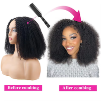 Perruque UPart 4A/4B/4C à cordon de serrage, cheveux humains afro crépus bouclés, sans extension, version améliorée, perruque en V, indienne, sans colle, demi-perruque pour femmes