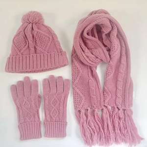 Set di accessori invernali Jacquard da <span class=keywords><strong>donna</strong></span> personalizzati cappello caldo <span class=keywords><strong>guanti</strong></span> lunghi <span class=keywords><strong>sciarpa</strong></span> - Product Image 2