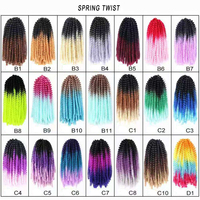 Extensions de cheveux synthétiques en spirale de 8 pouces, noir ombré BUG, pour tresses au crochet, vente en gros