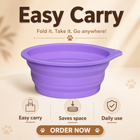 Bol en silicone pour chiens et chats, pliable et rétractable, bol de voyage antidérapant, bol d'alimentation portable de qualité alimentaire