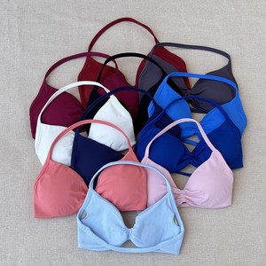 SHINBENE <strong>Halter</strong> <strong>Neck</strong> Backless Workout Front Scrunch Strappy Yoga Gym Training Seamless Sports <strong>Bra</strong> for Women - Product Image 2
