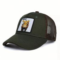 Casquette de baseball 5 panneaux personnalisée avec logo animalier, style sportif, en maille, unisexe, broderie 3D, vente en gros usine