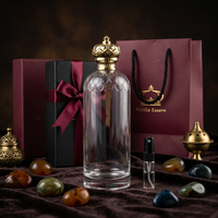 Vente en gros de flacons de parfum arabes en verre personnalisés de 250 ml, flacon en verre vide de luxe rouge avec boîte cadeau pour parfum