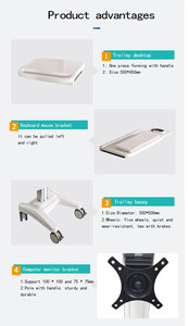 Carrito Portátil Multifuncional de Altura Fija de Aleación de Aluminio para Computadoras Portátiles y Computadoras Médicas Todo en Uno - Product Image 6
