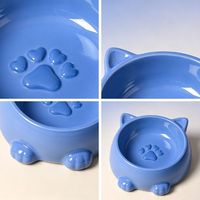 ODM & OEM Bol en céramique pour animaux de compagnie avec oreilles de chat mignonnes, motif patte, 330 ml, pour nourriture et eau, pour chat et petit chien, antidérapant