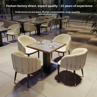 Fournitures de mobilier pour restaurants commerciaux, personnalisables, durables, table minimaliste avec plateau en marbre et ensemble de chaises en PU