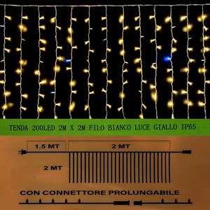 Guirlande lumineuse Gloca 200 LED 2m x 2m, fil blanc, blanc chaud, IP65, éclairage de fête intérieur/extérieur - Product Image 3